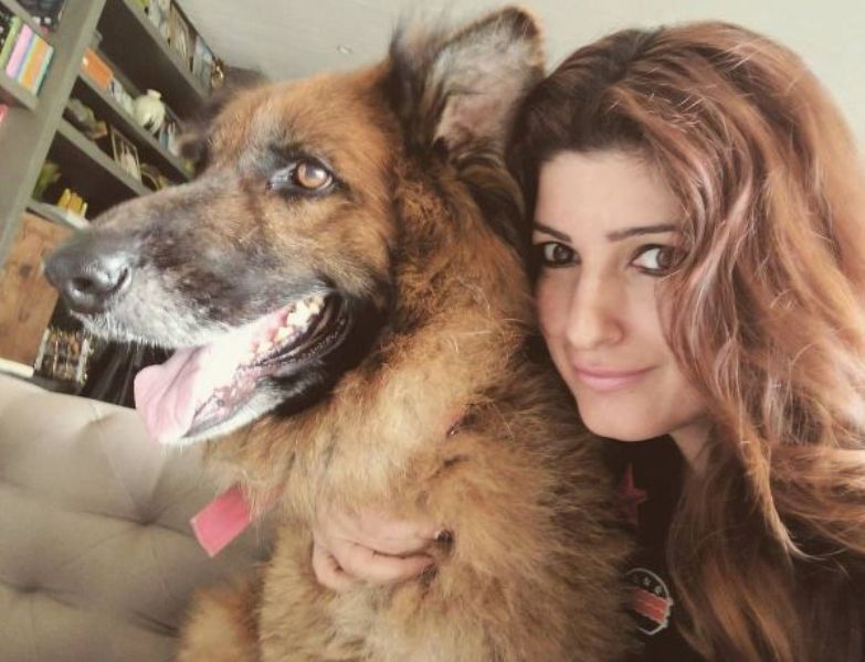 Twinkle Khanna with the pet dog