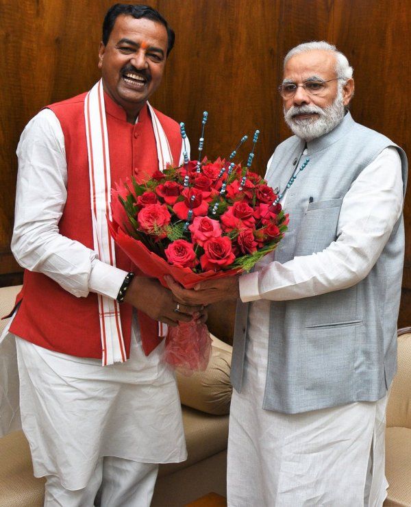 Keshav Prasad Maury with Narendra Modi