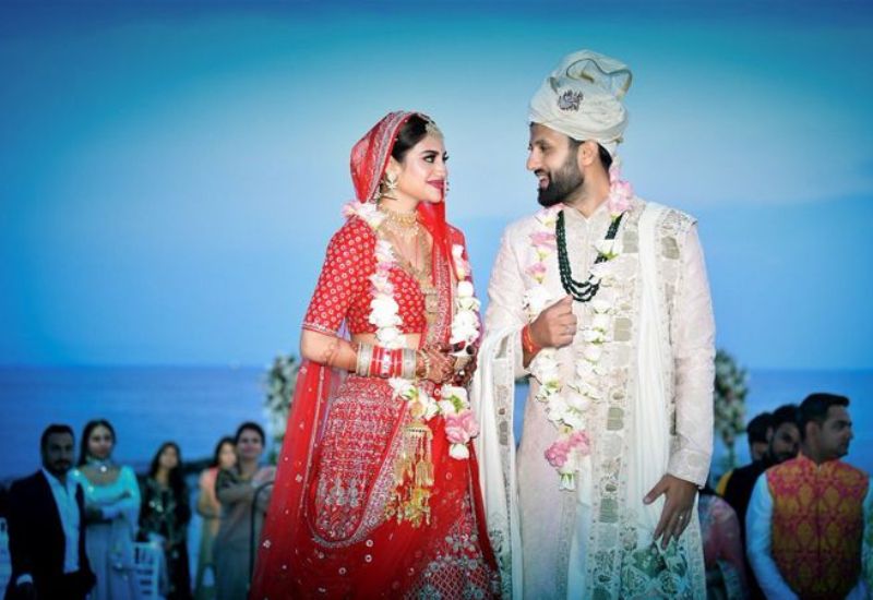Nusrat Jahan with her husband, Nikhil Jain, on their wedding