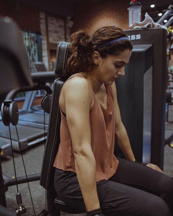 Taapsee Pannu inside a gym