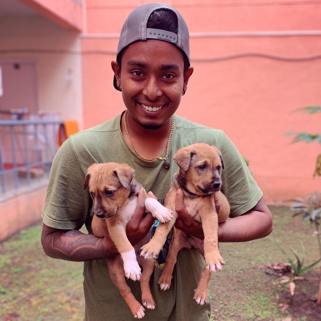 Atanu Das with his two dogs