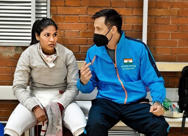 Bhavani Devi with her coach Nicola Zanotti