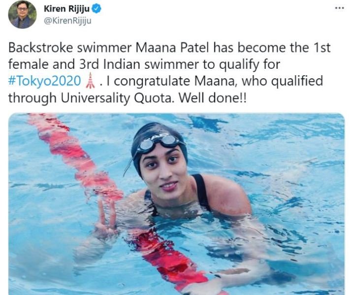 Indian sports ministers Tweet for Maana Patel