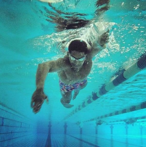 Sajan Prakash swimming in freestyle