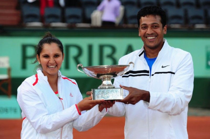 Sania Mirza and Mahesh Bhupathi After Winning the 2012 French Open In Mixed Doubles
