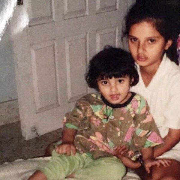 Sania Mirza with her younger sister Anam in their childhood