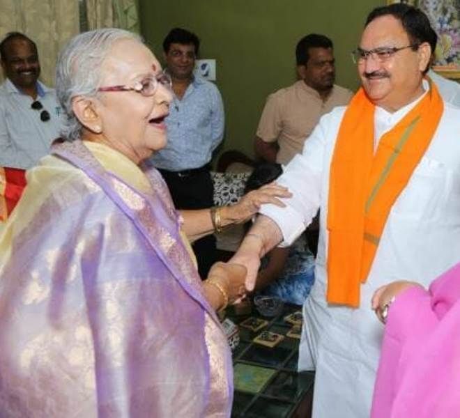 JP Nadda with his mother in law