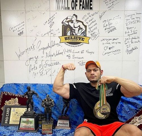 Manoj Patil with his medals and trophies