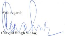 Navjot Singh Sidhu's signature