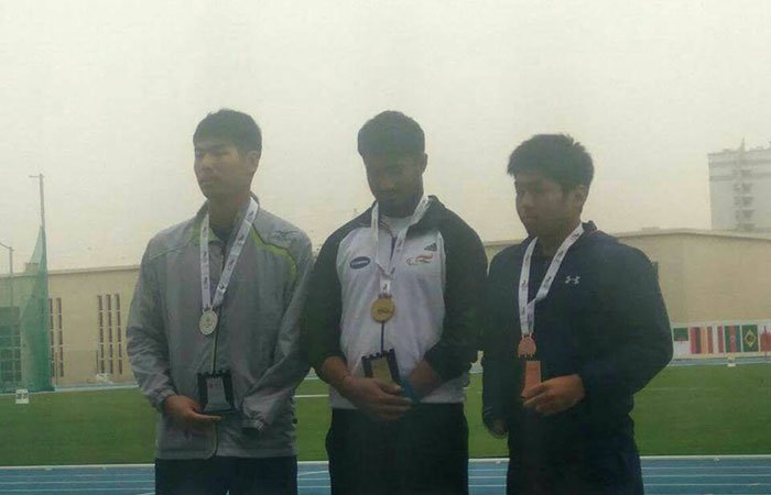 Sundar Singh Gurjar winning the medal at the Dubai Grand Prix