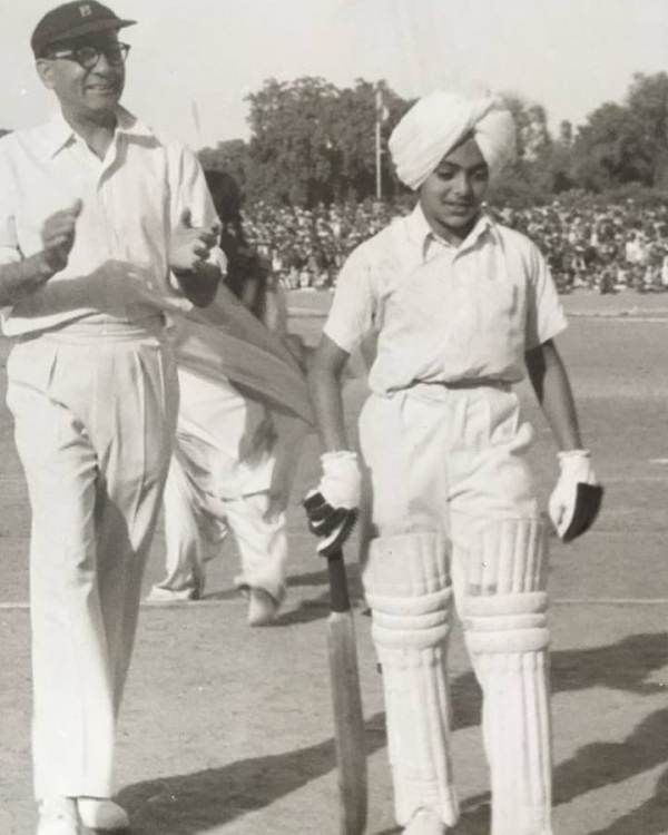 Captain Amarinder Singh with his cricket coach
