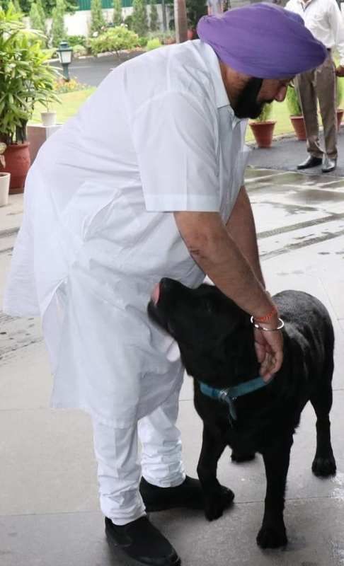 Captain Amarinder Singh with his dog