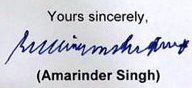 Captain Amarinder Singh's signature
