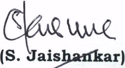 Dr. S. Jaishankar's signature english