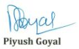 Piyush Goyal's signature