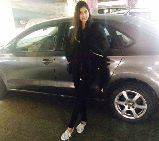Harnaaz Sandhu with her Volkswagen car