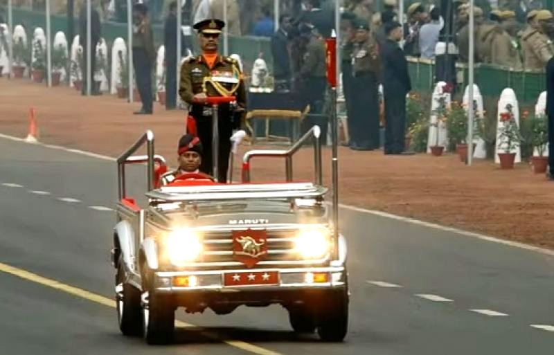 Manoj Mukund Naravane as the Commander of the 2017 Republic Day Parade