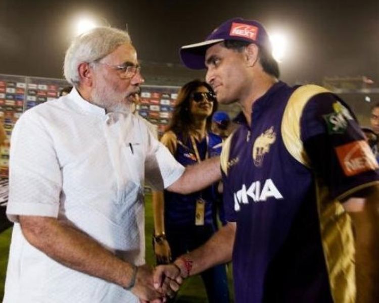 Narendra Modi with Sourav Ganguly during the 2010 Indian Premier League