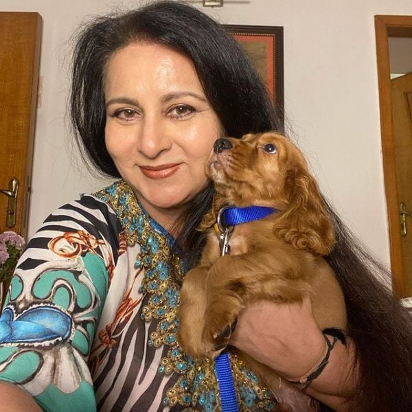 Poonam Dhillon with her pet dog Peanut