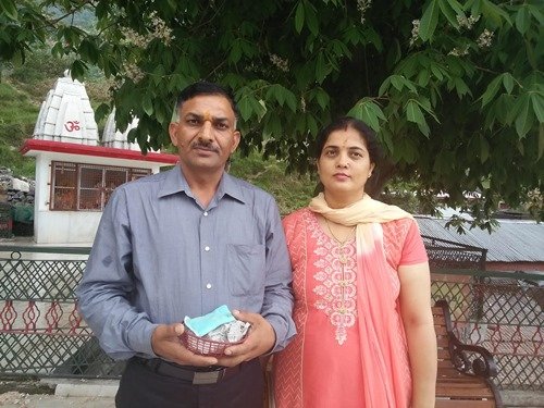 Subedar Sanjay Kumar with his wife
