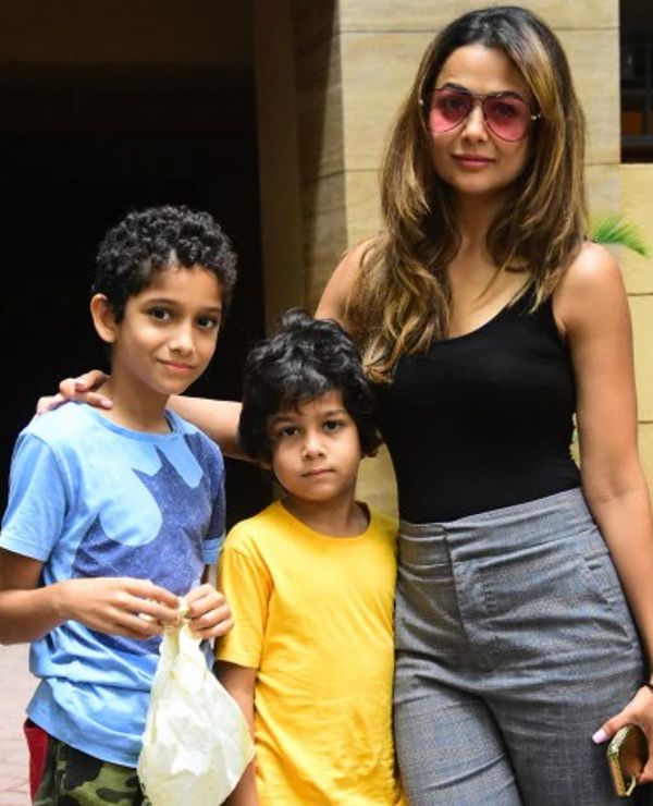 Amrita Arora with her sons
