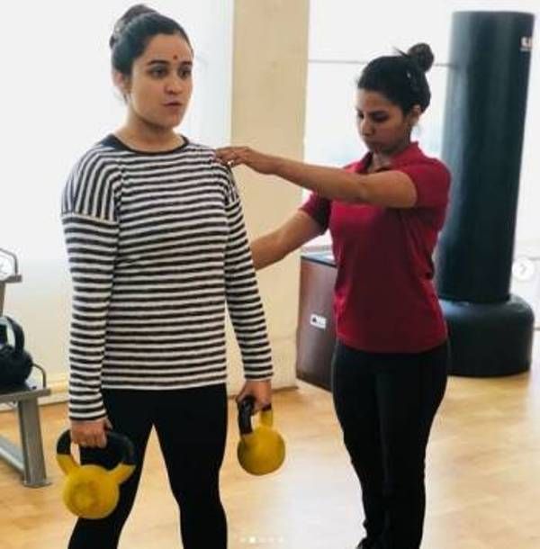 Aparna Yadav doing gym