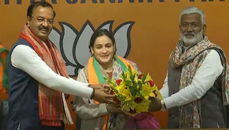 Aparna Yadav after joining the BJP