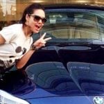 Esha Gupta with her BMW car