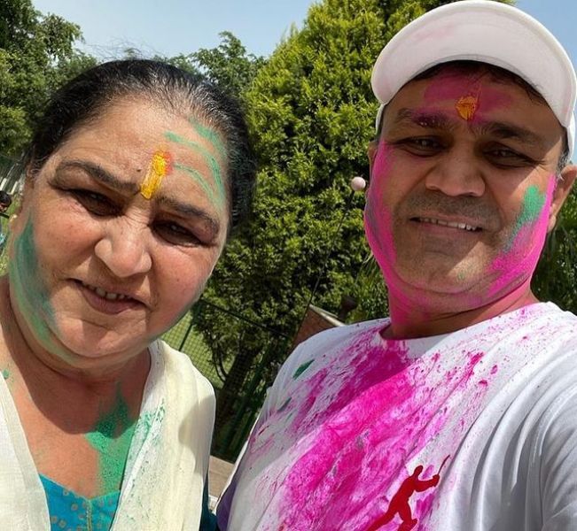 Virender Sehwag with his mother