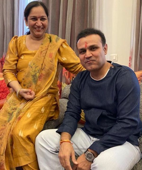 Virender Sehwag with his younger sister Manju Sehwag