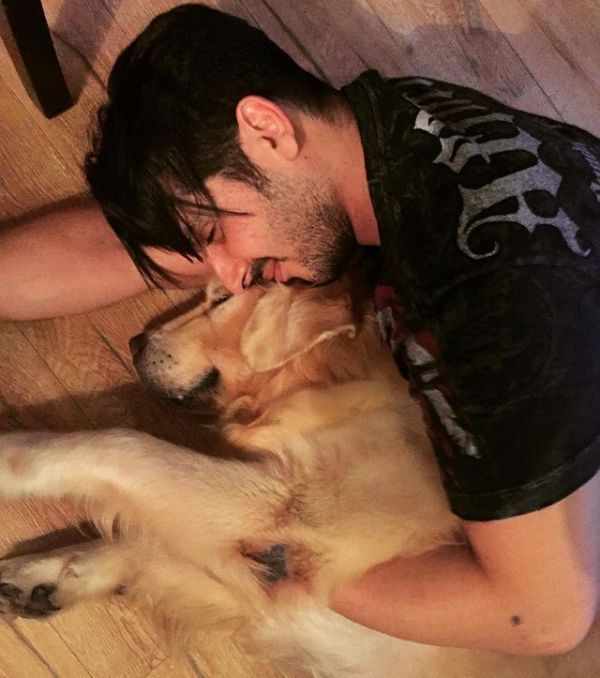 Zayed Khan with his dog