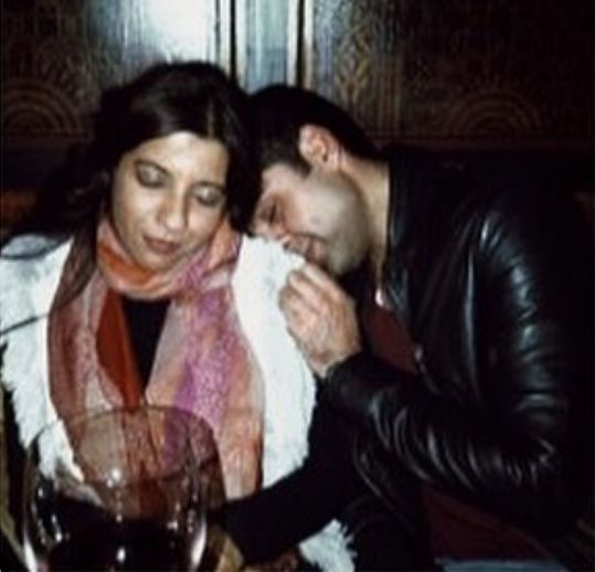 Zoya Akhtar and Abhay Deol with a glass of wine