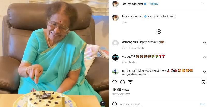 An Instagram post by Lata Mangeshkar on Meena Mangeshkar’s birthday