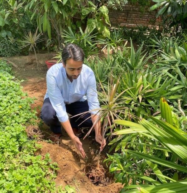 Jayant Chaudhary while planting a sapling