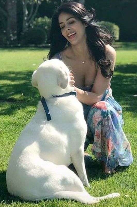 Mallika Sherawat with pet dog