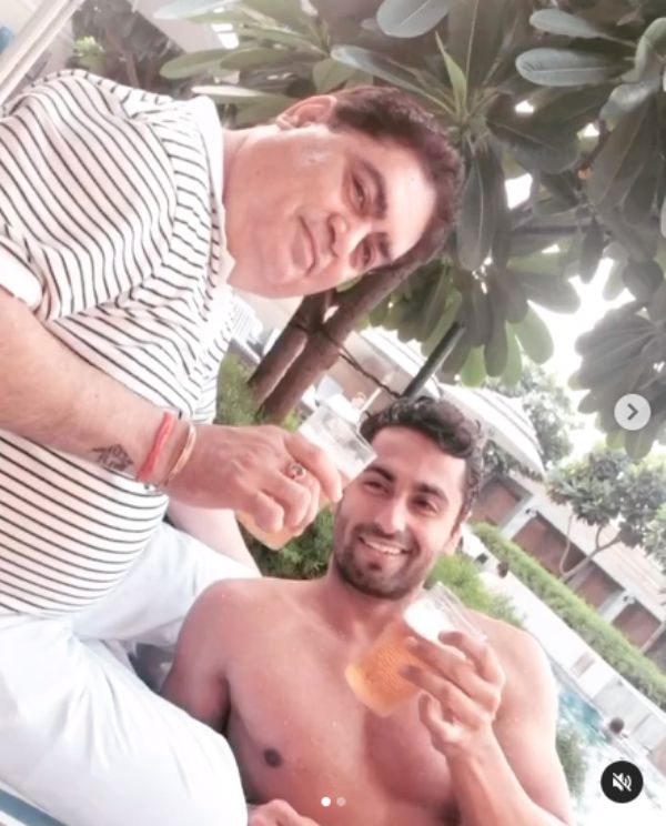 Ankit Gera drinking alcohol with his father