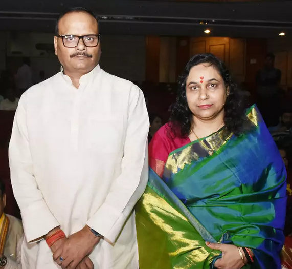 Brajesh Pathak with his wife