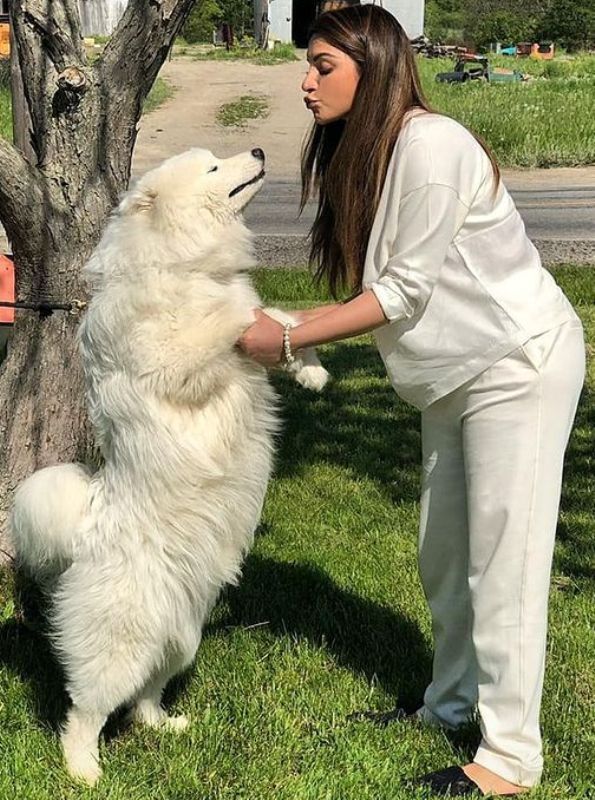 Shama Sikander with her pet dog