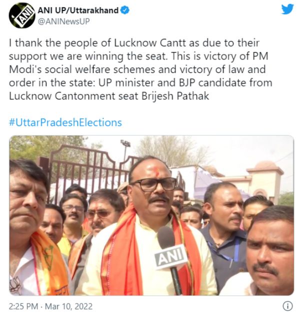 UP minister and BJP candidate from Lucknow Cantonment seat Brijesh Pathak