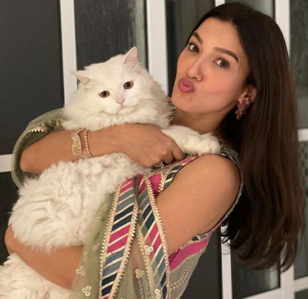 Gauhar Khan with her pet cat