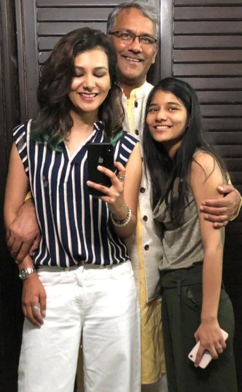 Trivendra Singh Rawat with his daughters