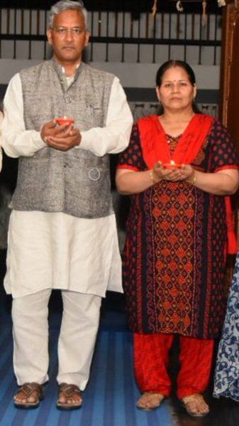 Trivendra Singh Rawat with his wife