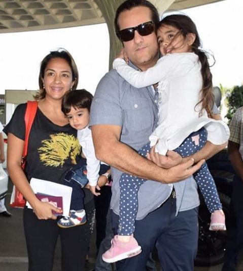 Fardeen Khan with his wife and children