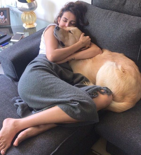 Mandana Karimi with her pet dog