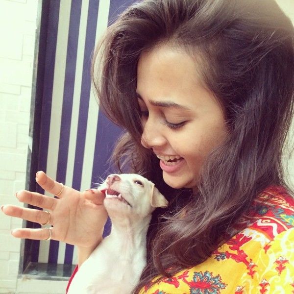 Tejasswi Prakash with her pet dog