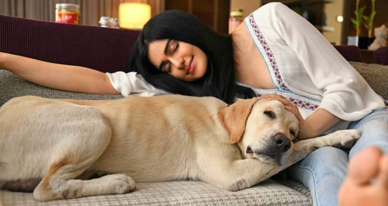 Adah Sharma with her pet dog