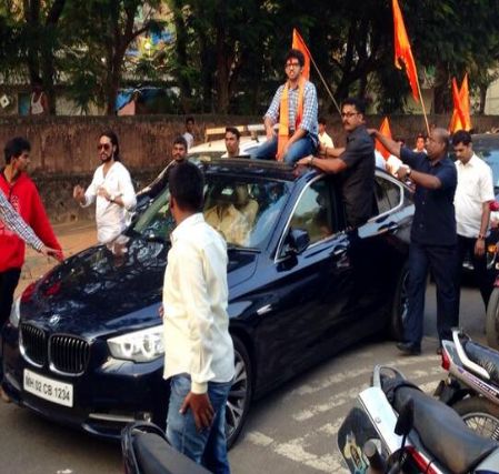 Aditya Thackeray in his BMW car