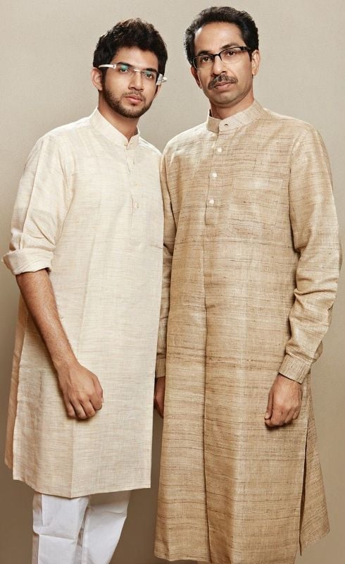 Aditya Thackeray with his father
