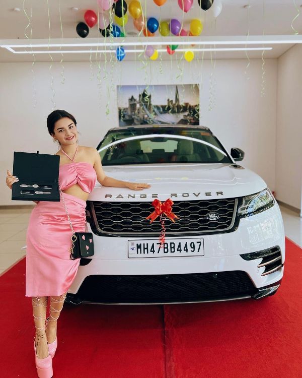 Avneet Kaur with her Range Rover Velar