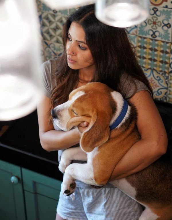 Barkha Bisht with her pet dog